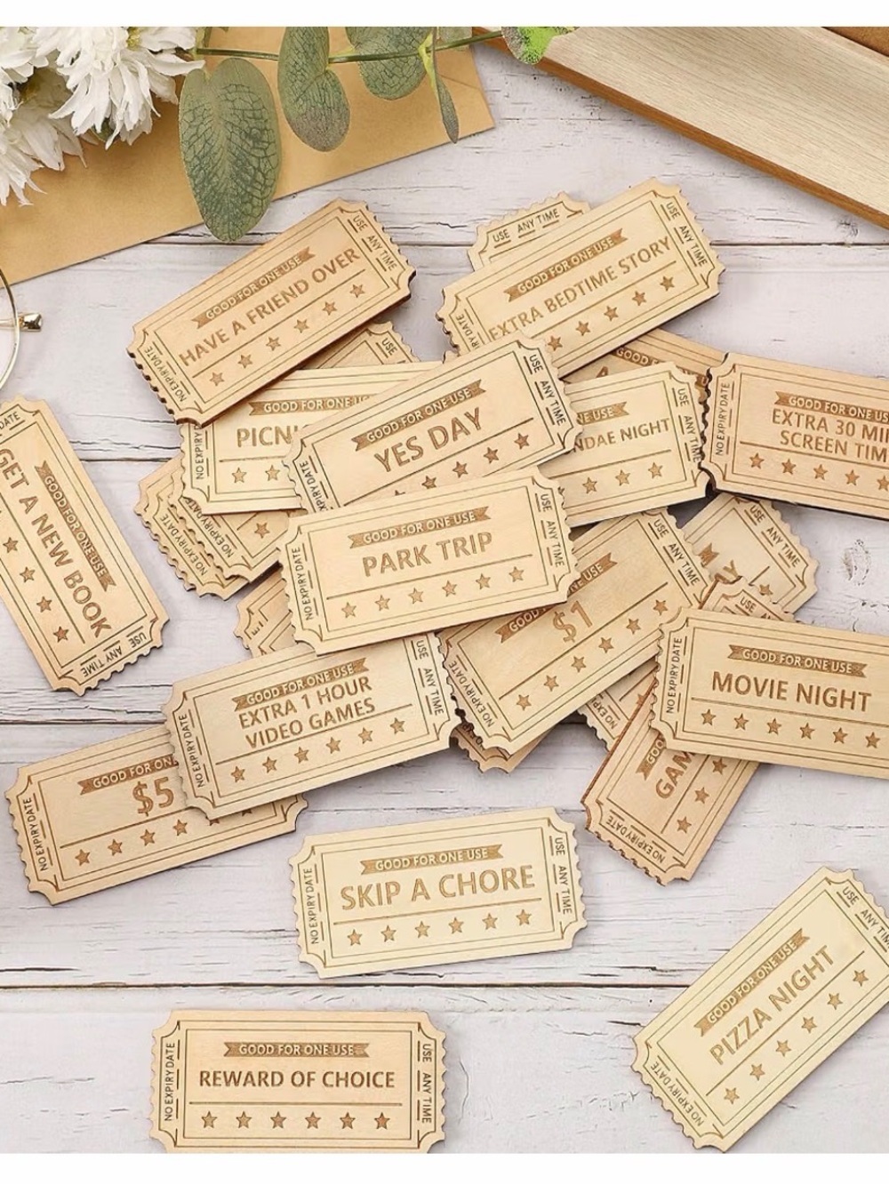 Wooden Reward Ticket Set
